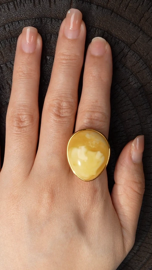 银S925镶嵌蜜蜡戒指白蜡戒指