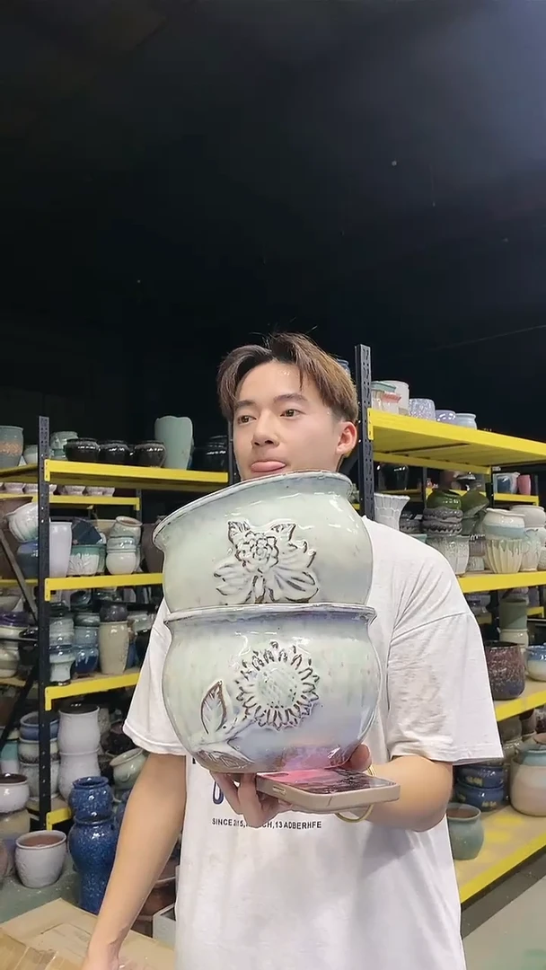 宜兴紫砂粗陶花盆