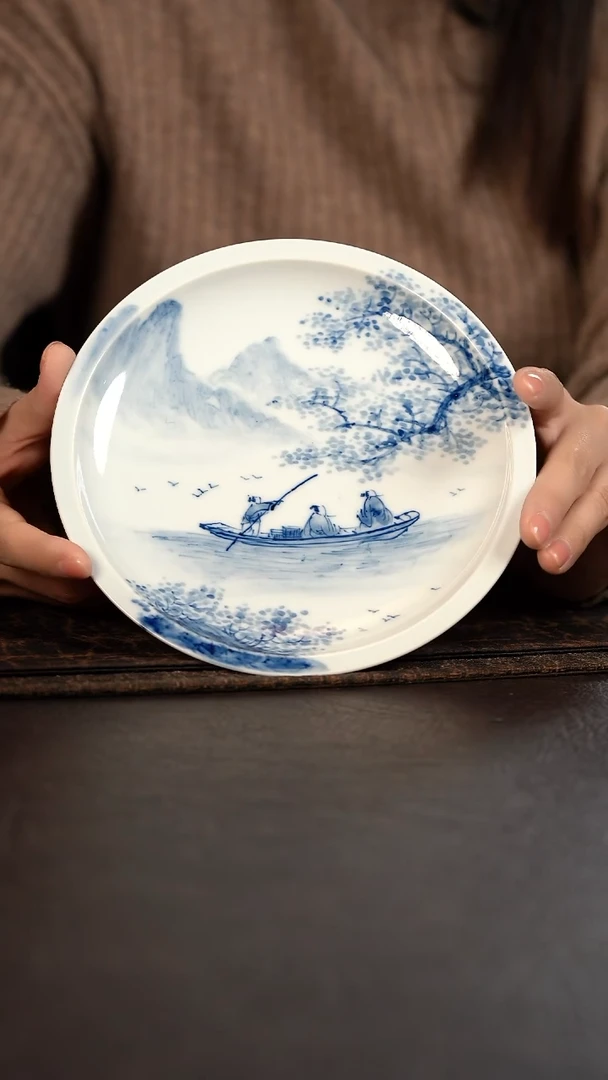 【闪购商品】杯961号HLX陶瓷重工山水壶承 随机