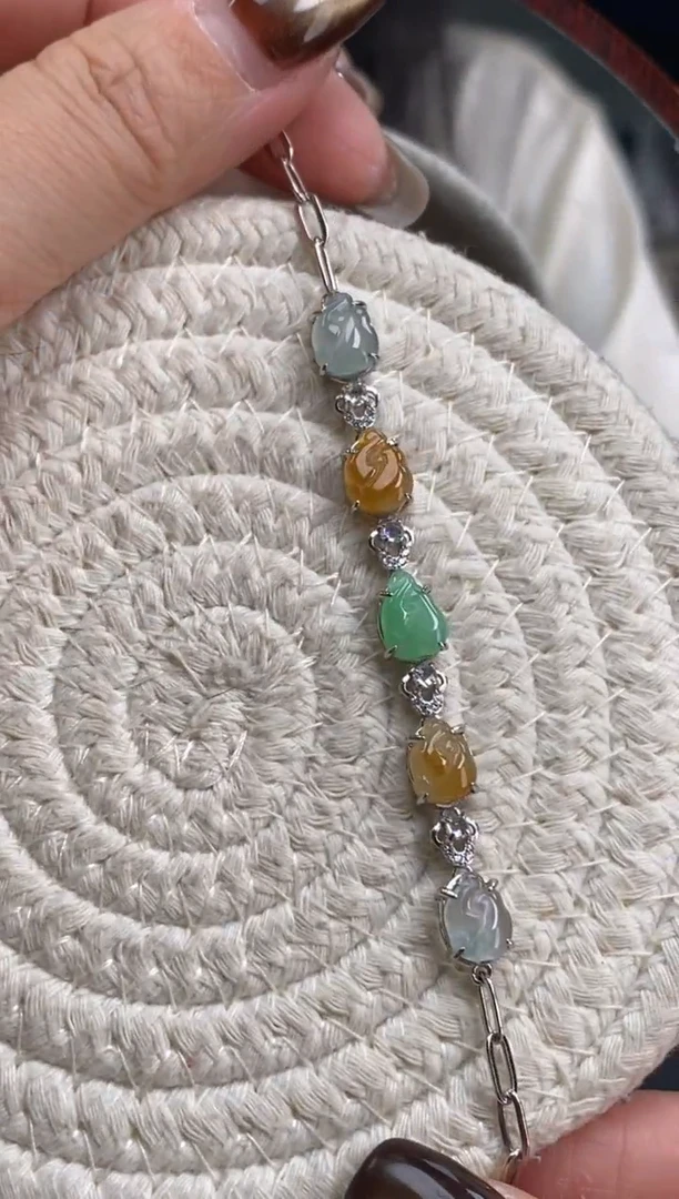 颈饰银S925镶嵌翡翠净货15023