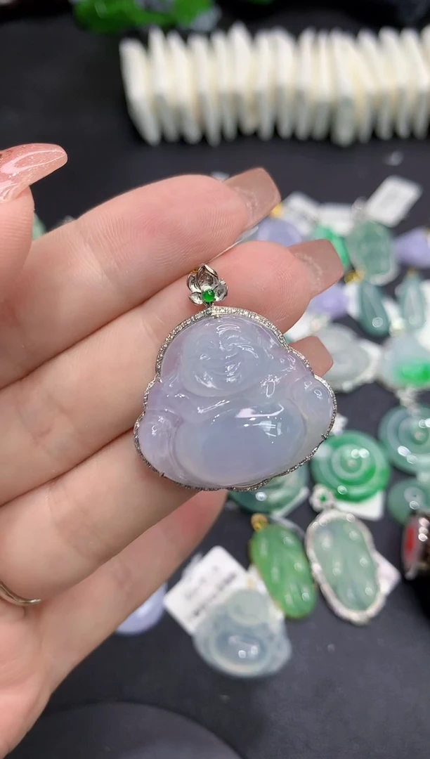 吊坠(不含链)18K金镶嵌翡翠11