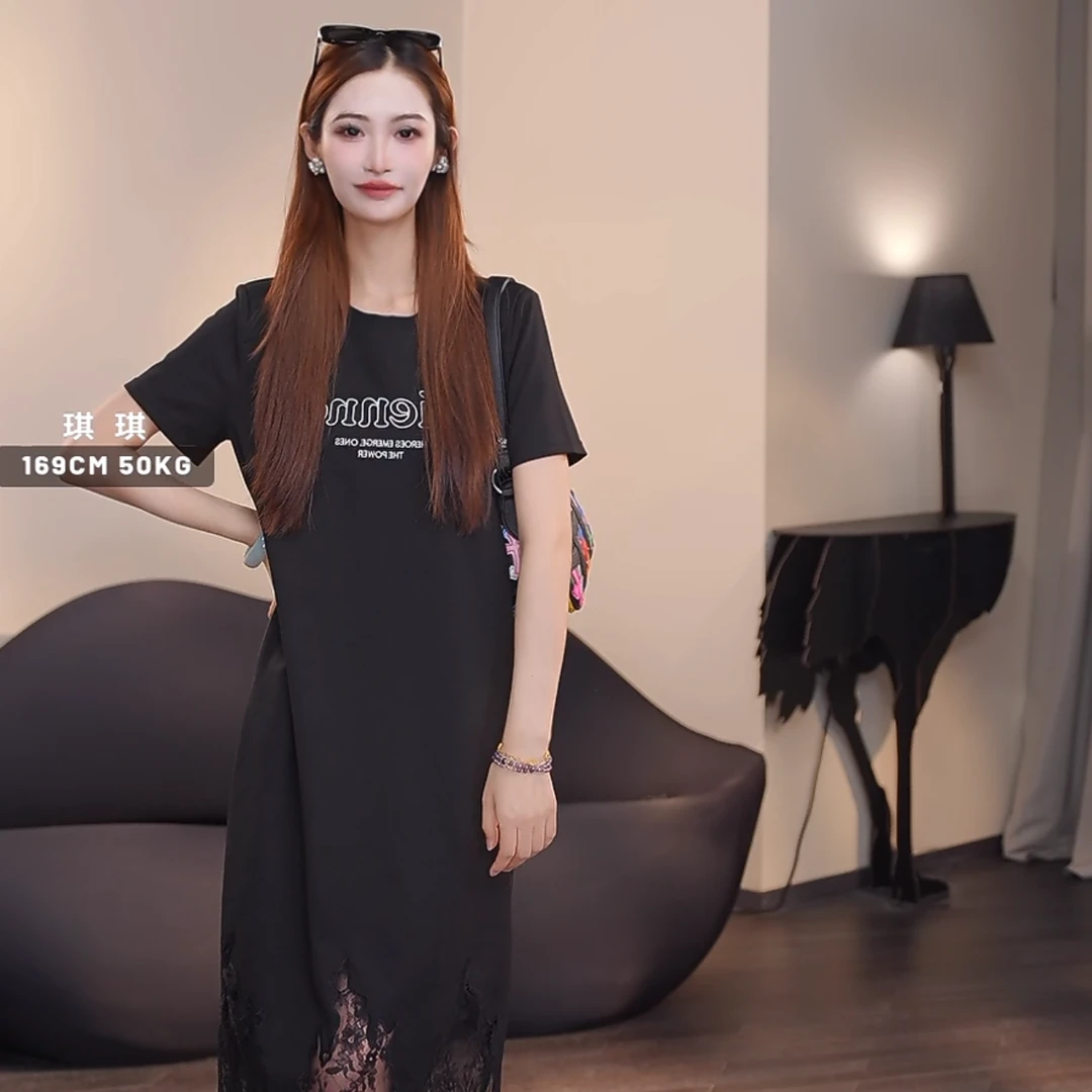 i-EAST QQ 优雅佳人~休闲风半袖t连衣裙-5X Q13810