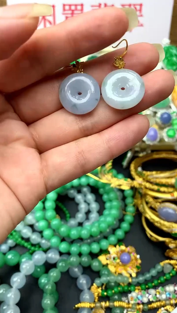 翡翠18K金镶嵌耳饰49-中国好珍宝