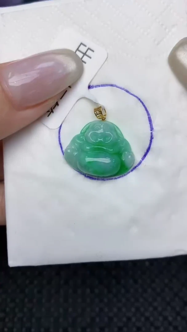 翡翠18K金镶嵌颈饰天然缅甸翡翠a货百元以上9元证书费自理