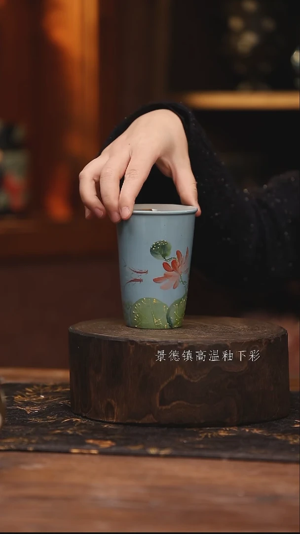 陶瓷景德镇高温釉下手绘陶瓷@L522@