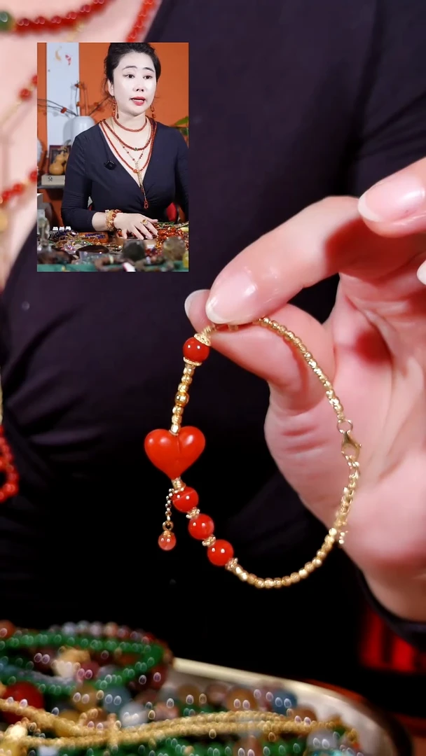 银S925镶嵌手链南红玛瑙屁桃