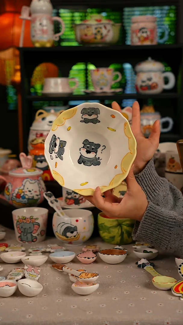 陶瓷无盖款景德镇高温釉下彩纯手绘创意瓷