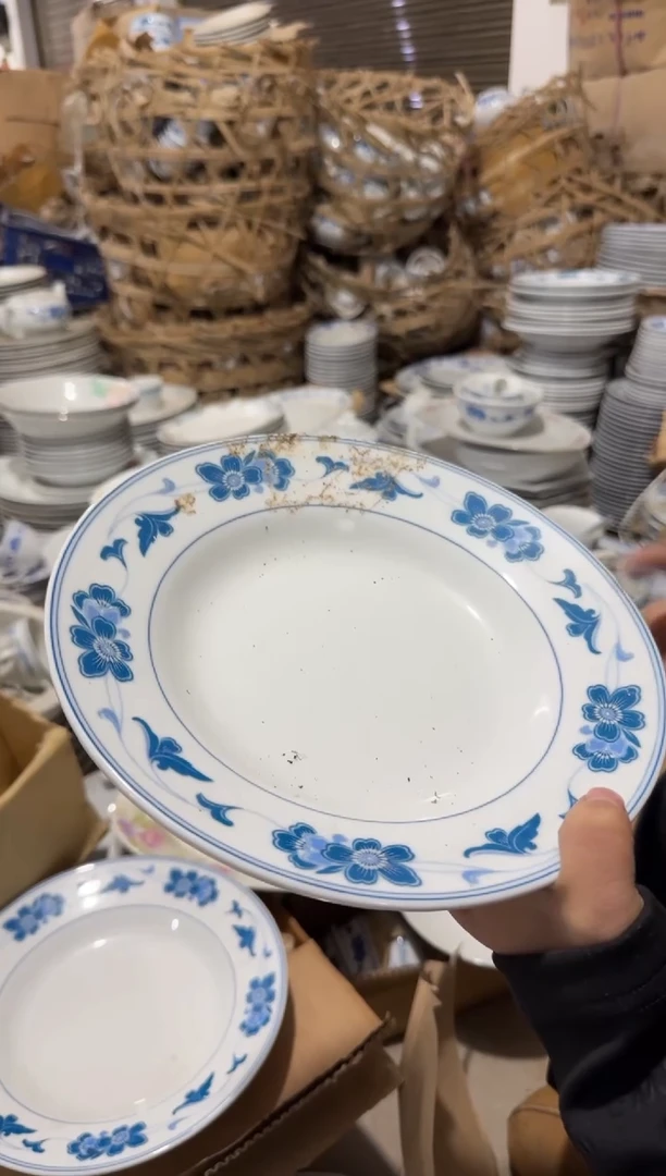 摆件蓝海棠深盘23厘米有瑕请慎拍