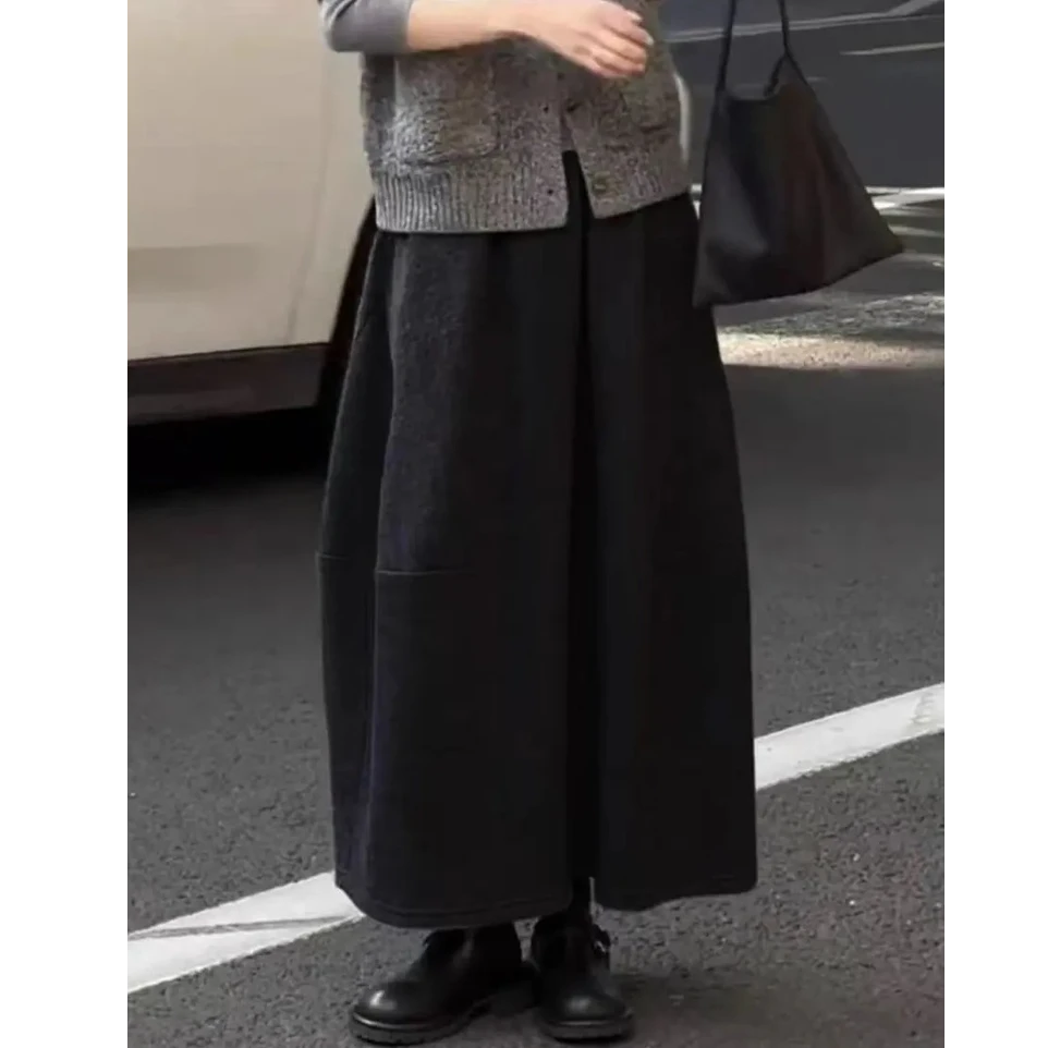 【毛呢花苞裙】2025秋冬显瘦高腰宽松常规中长款ins韩版花苞裙