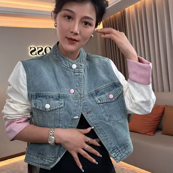 【耿老板6081#C】新时尚气质牛仔设计师款牛仔衬衫外套