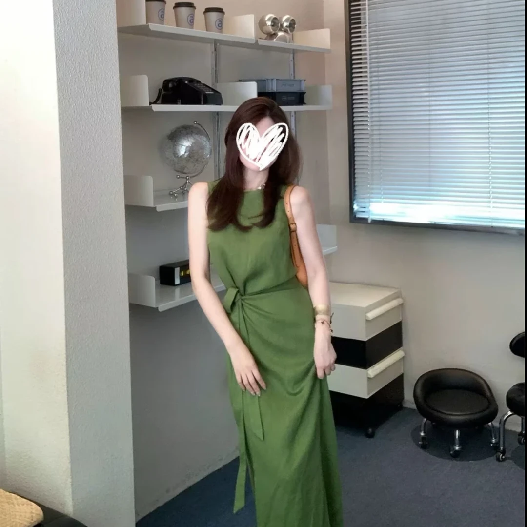 【白羊专属】度假风绑带连衣裙女优雅气质显瘦背心长裙 Q55