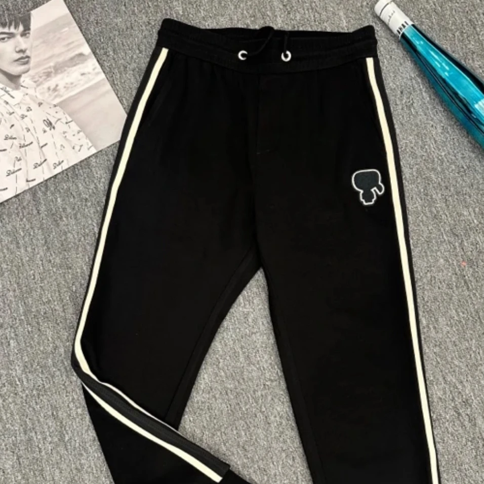 330 夏天季新款潮牌老花百搭字母刺绣侧边卫裤条纹哈伦长裤