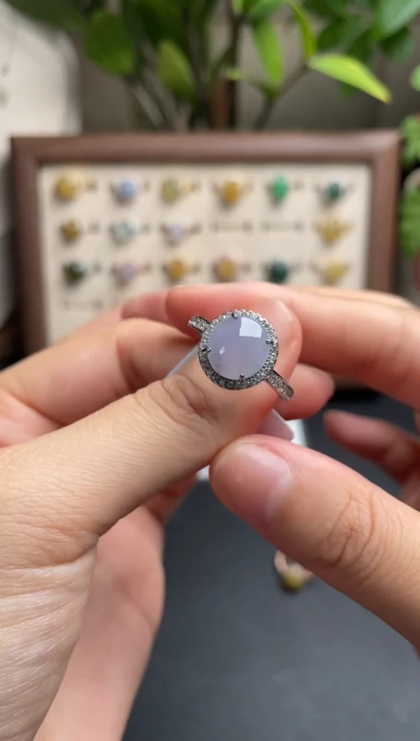 翡翠戒指银S925镶嵌一物一证一礼盒