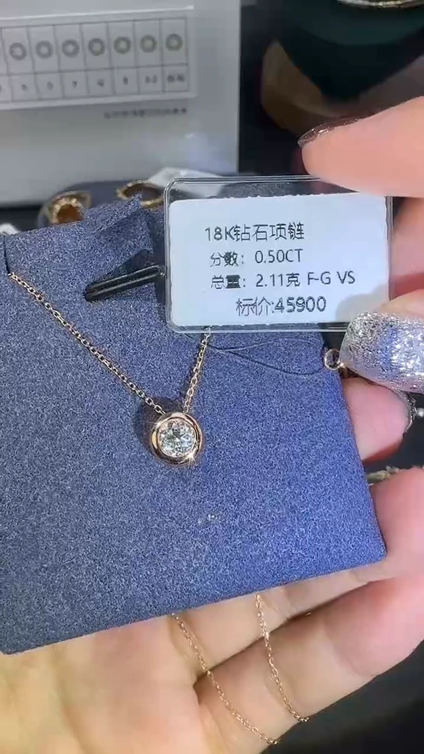 颈饰18K金镶嵌钻石18K钻石项链镶嵌