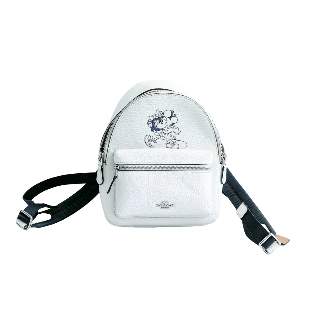 95新 COACH/蔻驰 coach 白色米奇双肩包  040301