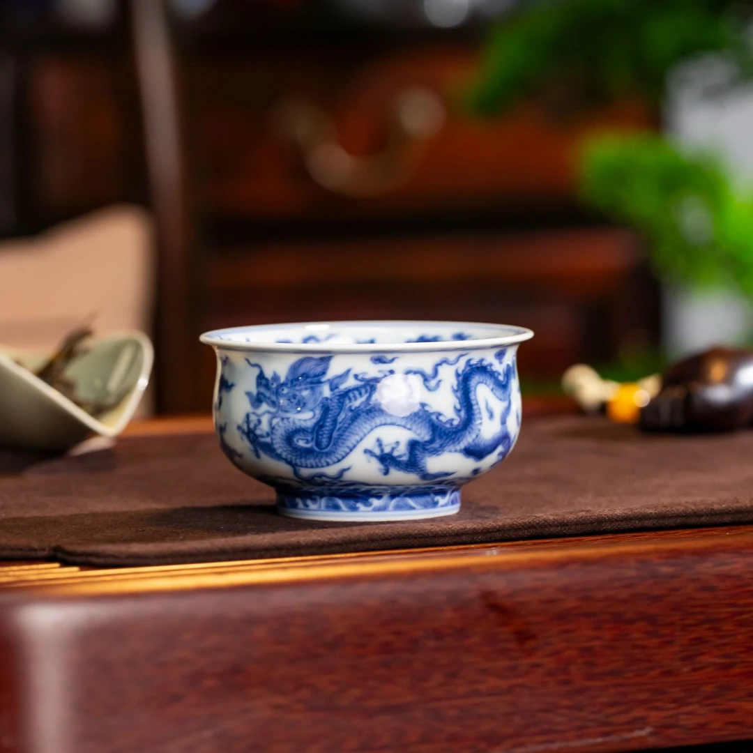 〖瑶瑶甄选〗望月怀古满绘五龙炉式杯精工手绘景德镇茶器陶瓷主人杯