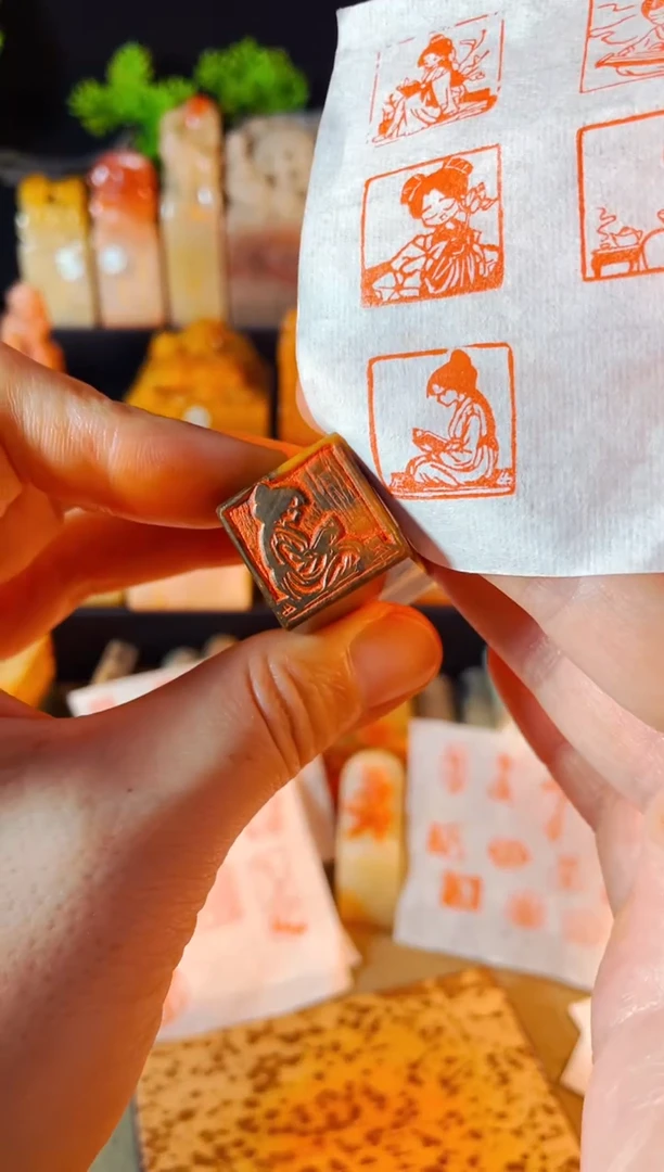 【闪购商品】巴林石印石手工篆刻《读书姑娘》2.0