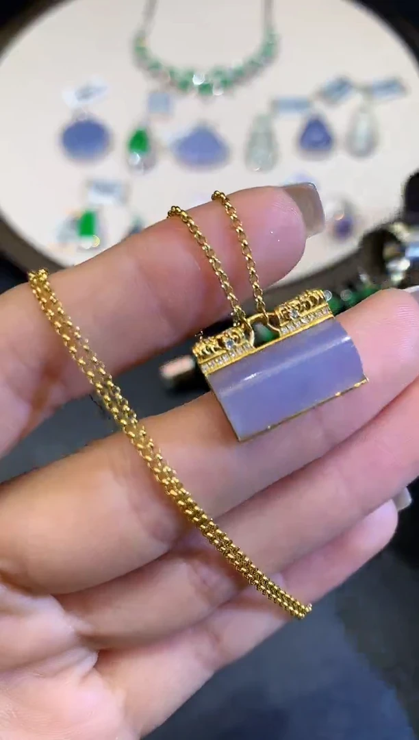 翡翠18K金镶嵌套链L0568多样性发其一