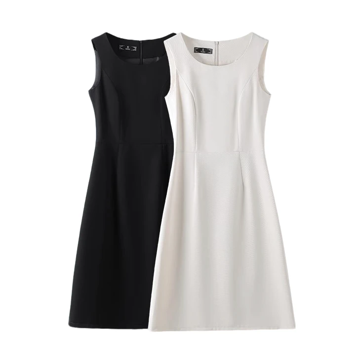 无袖背心连衣裙女2025夏季新款西装内搭打底赫本风休闲吊带小黑裙