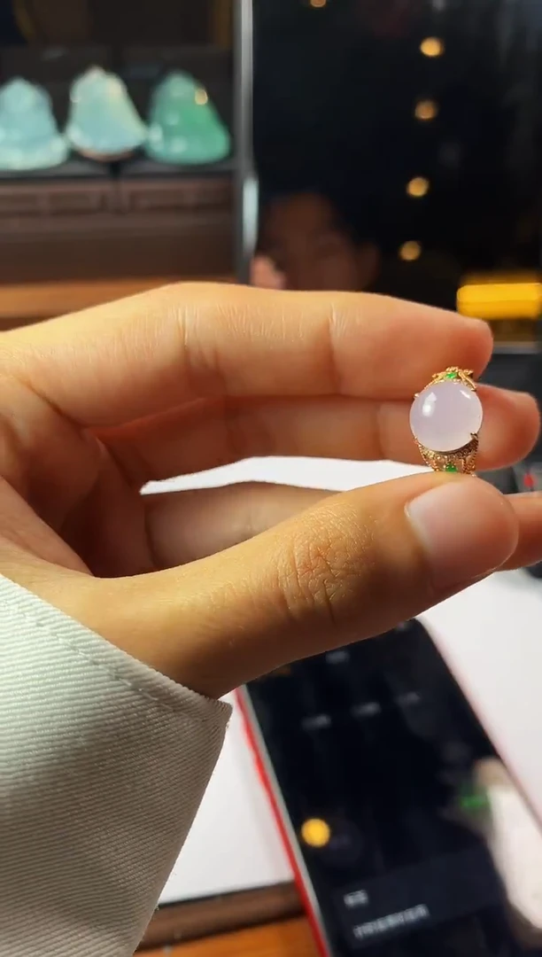 18K金镶嵌定制翡翠蘸*~PA毛货不退不换