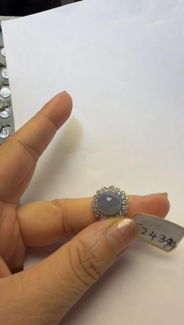 银S925镶嵌戒指翡翠925银镶缅甸A货翡翠戒指