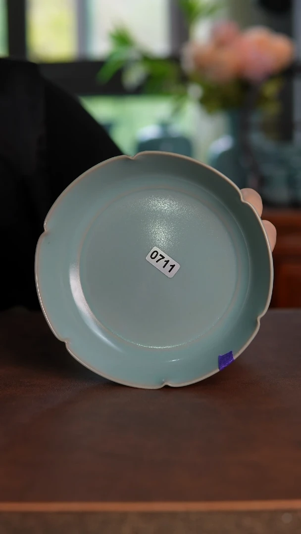 摆件711天青釉无纹花口洗14cm
