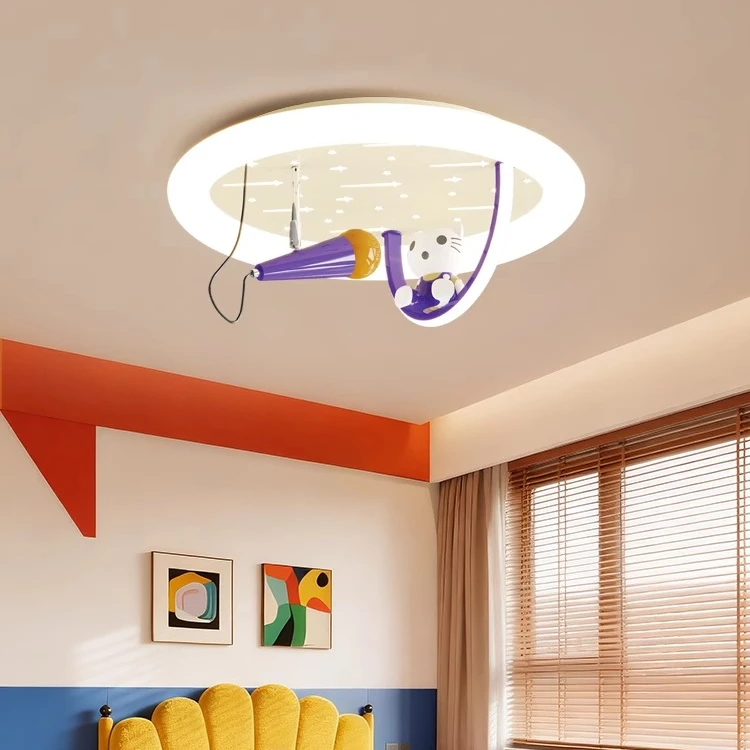 2025新款孟菲斯彩色儿童房吸顶灯2025新款卡通猫咪卧室护眼灯
