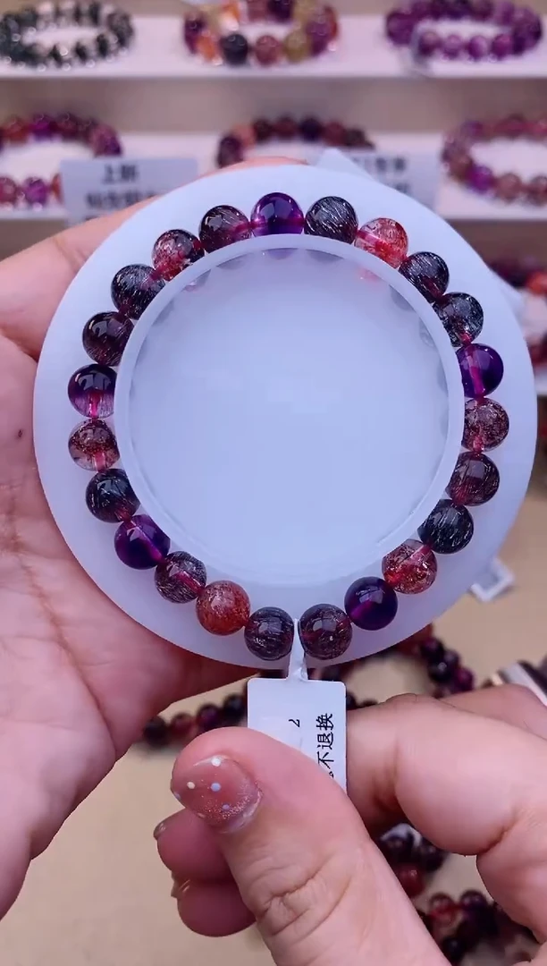 未镶嵌手串水晶黑加仑超七单圈8m+