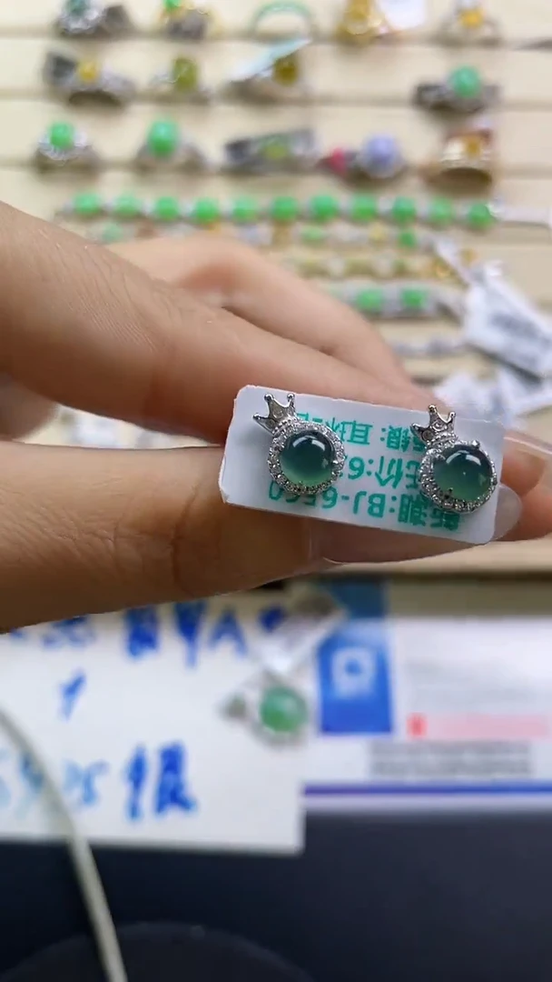 银S925镶嵌戒指翡翠翡翠 蛋面 银S925镶嵌