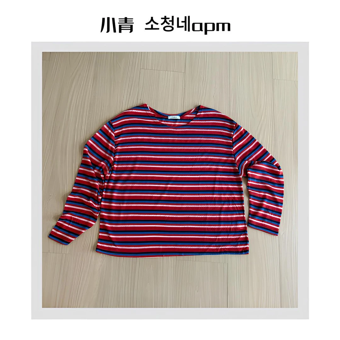 韩国东大门 PEBBLE/轻薄撞色条纹T恤