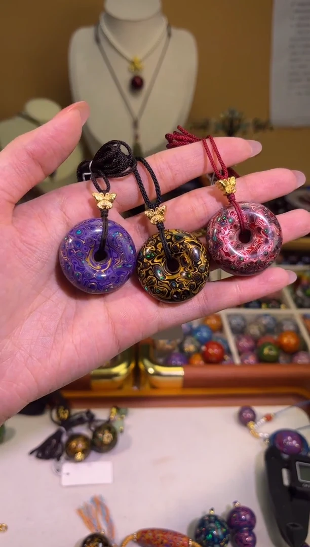 榕城大漆变彩平安扣单个