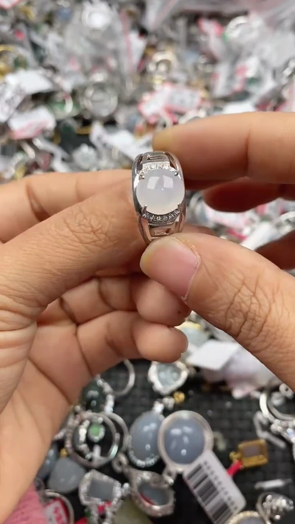 银S925镶嵌戒指翡翠666                 7