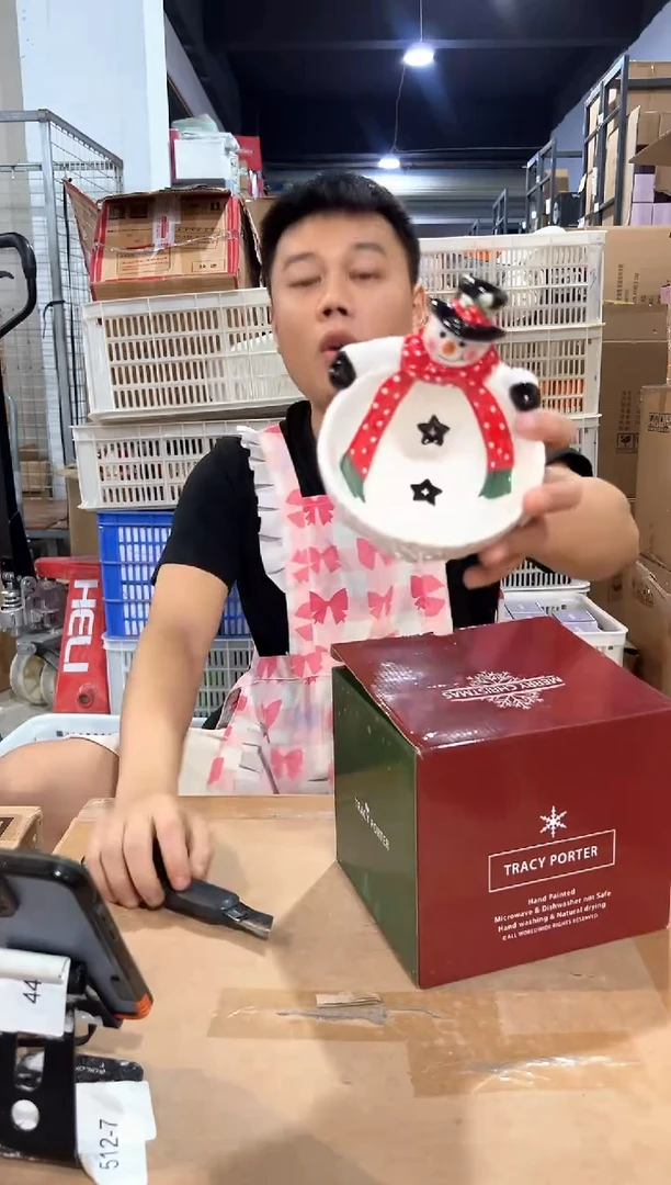 瓷片原盒雪人碗