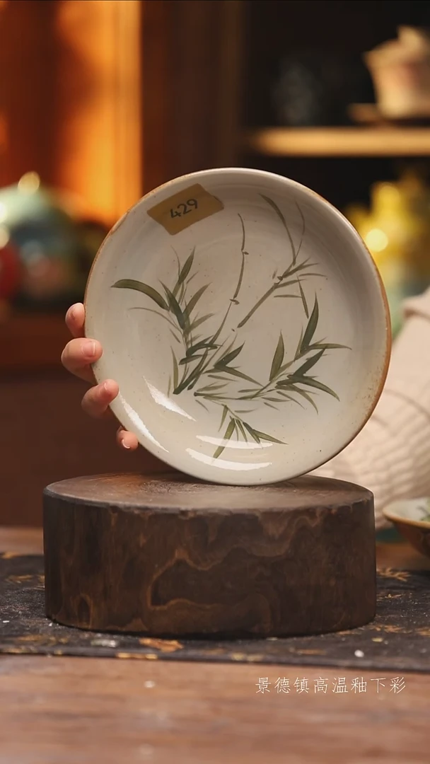 陶瓷景德镇高温釉下手绘陶瓷@L429@