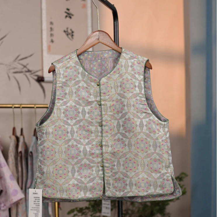 【宝象花】100桑蚕丝2025新款异色罗国风新中式百搭时尚上衣马夹