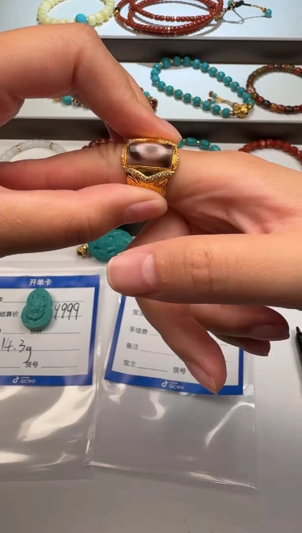 18K金镶嵌绿松石配饰配饰潮****～配饰配饰