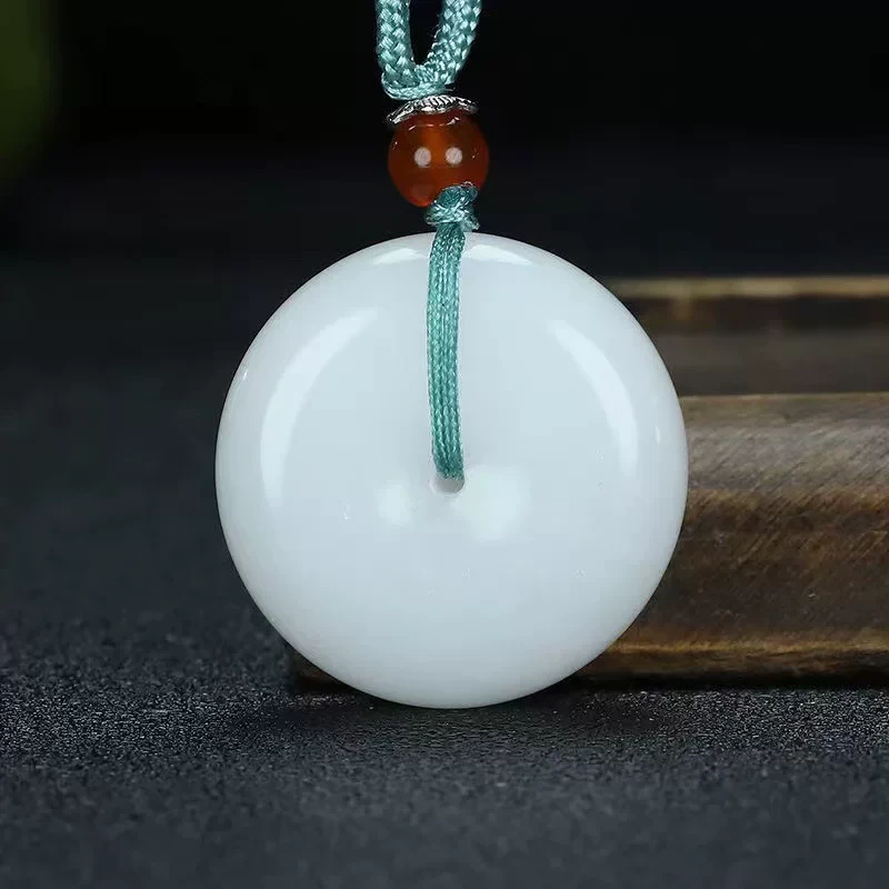 纯天然新疆克拉玛依金丝玉平安扣25mm玉石吊坠