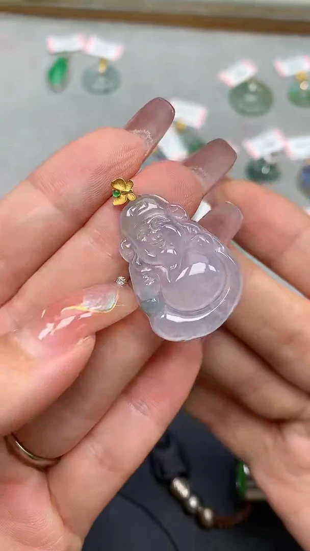 翡翠18K金镶嵌吊坠(不含链)如*椒MS193265