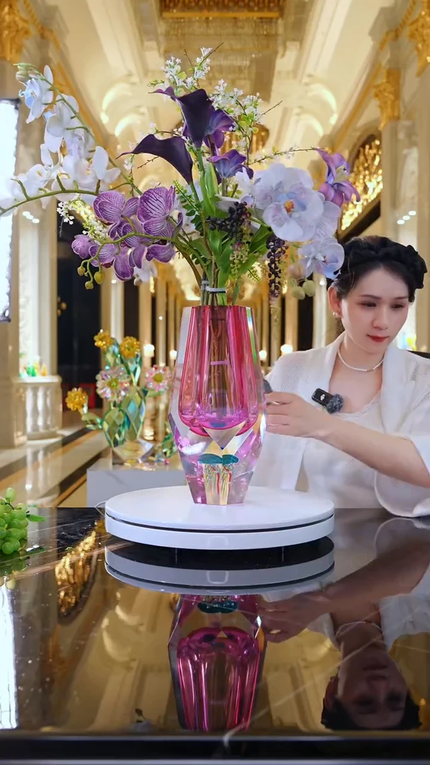 摆件AJ05501金红水母琉璃大花瓶