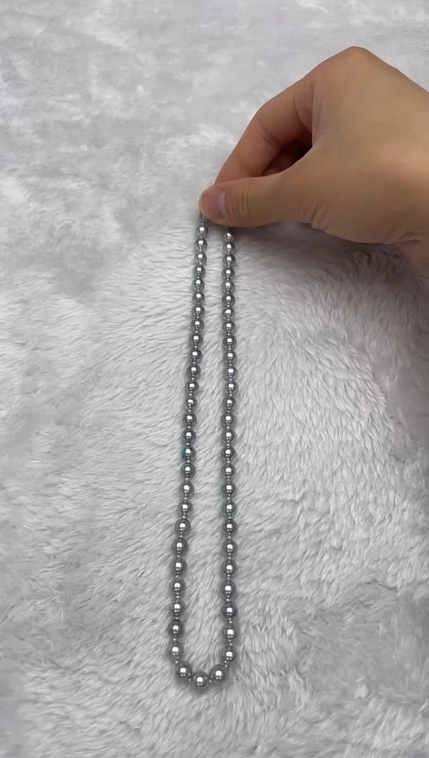 项链银S925镶嵌海水珍珠AK真多麻6.5-7mm