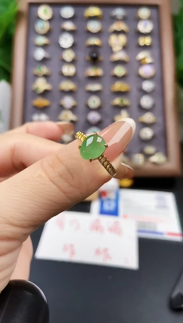 银S925镶嵌戒指翡翠021
