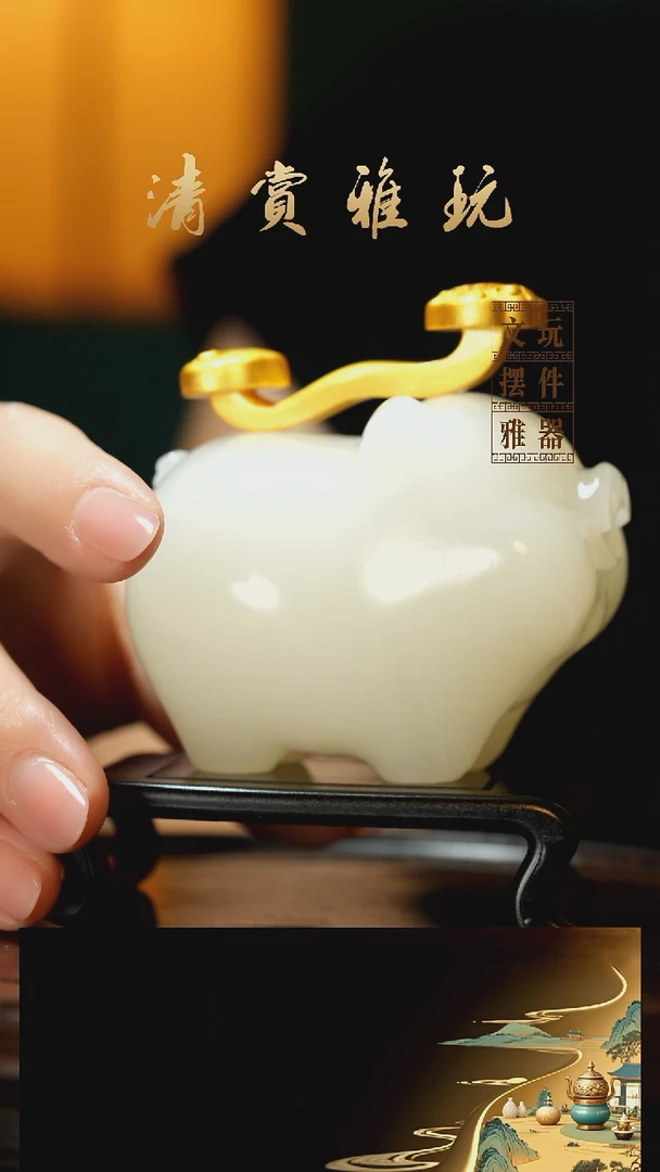 玉《诸事如意》手把件摆件