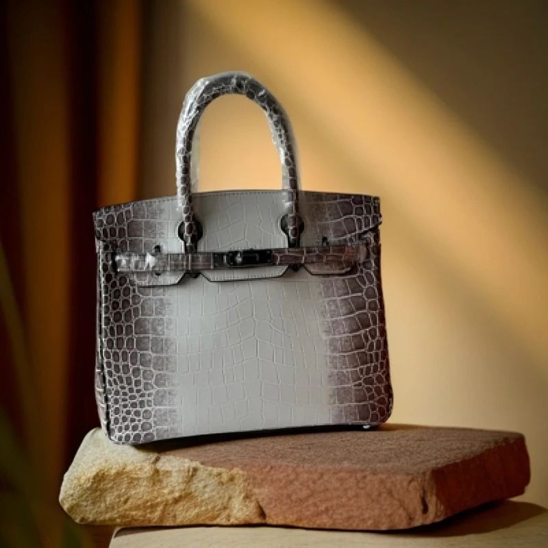 10-30鳄鱼纹银扣喜马拉雅真皮铂金包高级质感手提包大容量托特