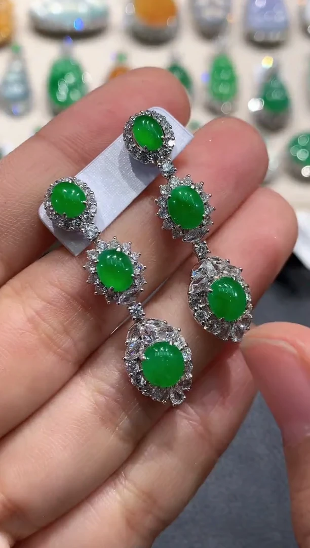 【闪购商品】翡翠耳饰18K金镶嵌c108    