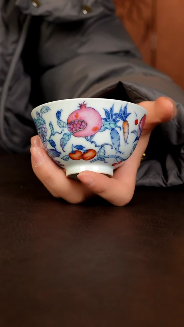 陶望玉窑 斗彩石榴杯