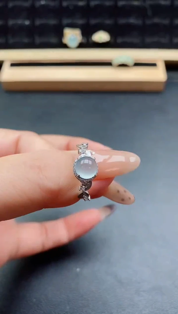 银S925镶嵌戒指翡翠1