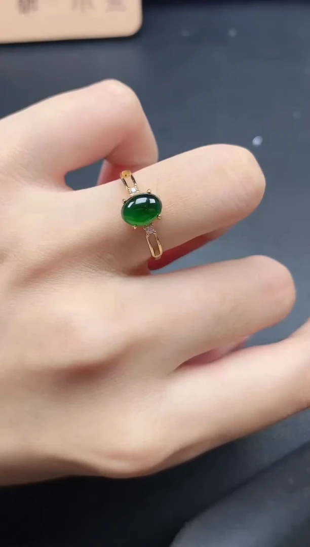 翡翠戒指银S925镶嵌5115-3