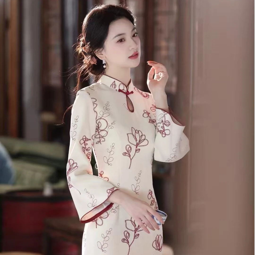 【今喜-相见欢】2025秋季新款水滴领倒大袖改良旗袍带刺绣温柔气质