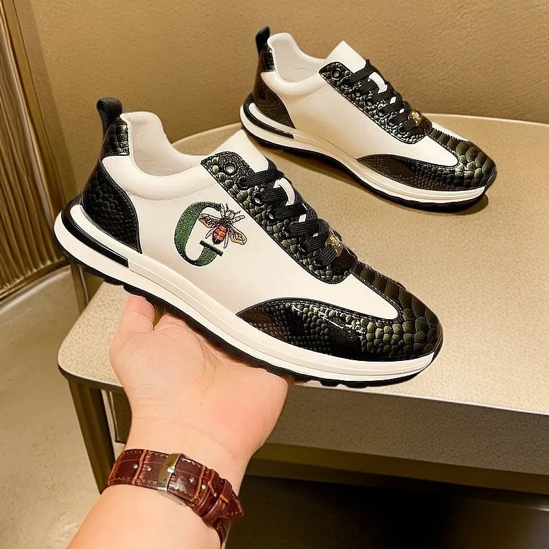 欧款轻奢男鞋老爹鞋小蜜蜂鞋子时尚个性刺绣潮鞋高级感运动休闲鞋