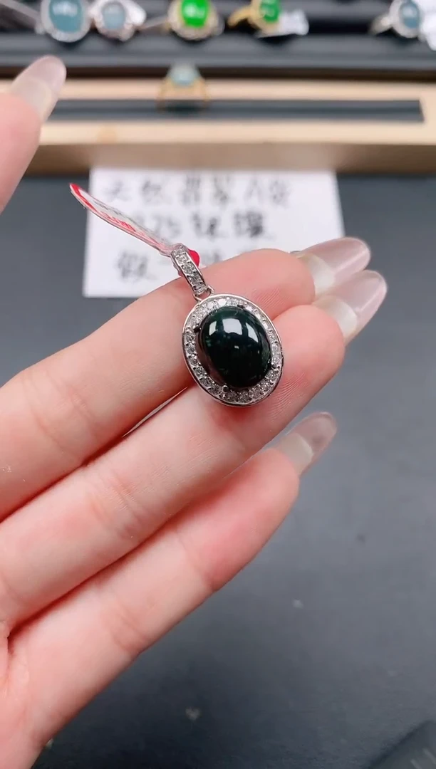 银S925镶嵌戒指翡翠1